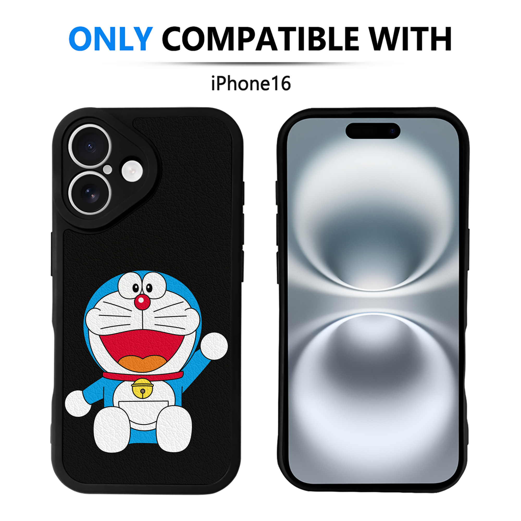 （画像用） ドラえもん Doraemon 【iPhone 16シリーズ対応】シリコンスマホケース（レザー調） 材質：シリコン